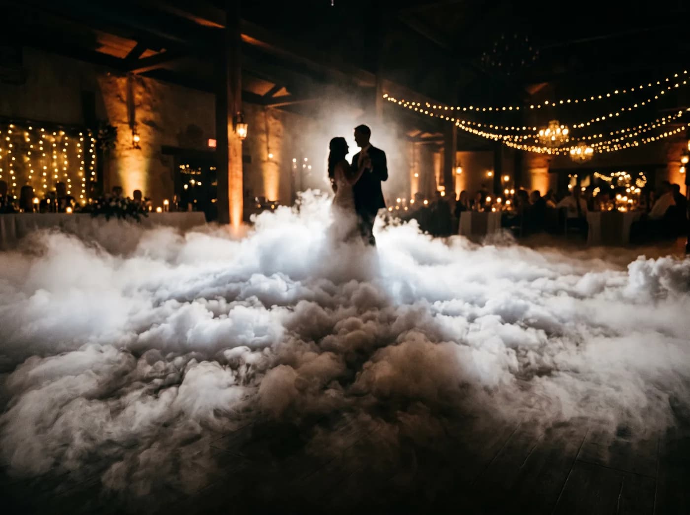 Dancing on the Clouds dry ice effect at a wedding first dance