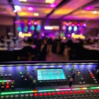 Professional sound board at a live event